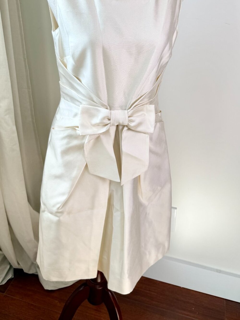 Kate Spade Wedding Belles Jillian Bow Dress Ivory Silk Blend Size 4 Sleeveless - Picture 3 of 11